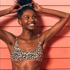 Aerie leopard bikini top large